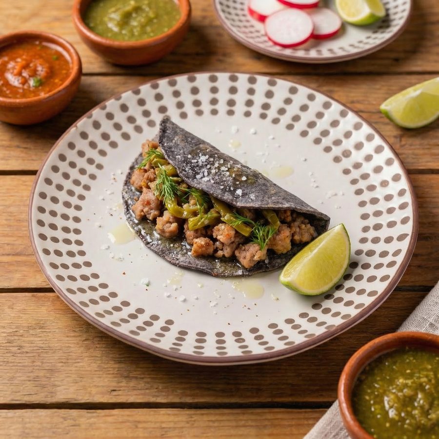 Taco de chorizo y nopal